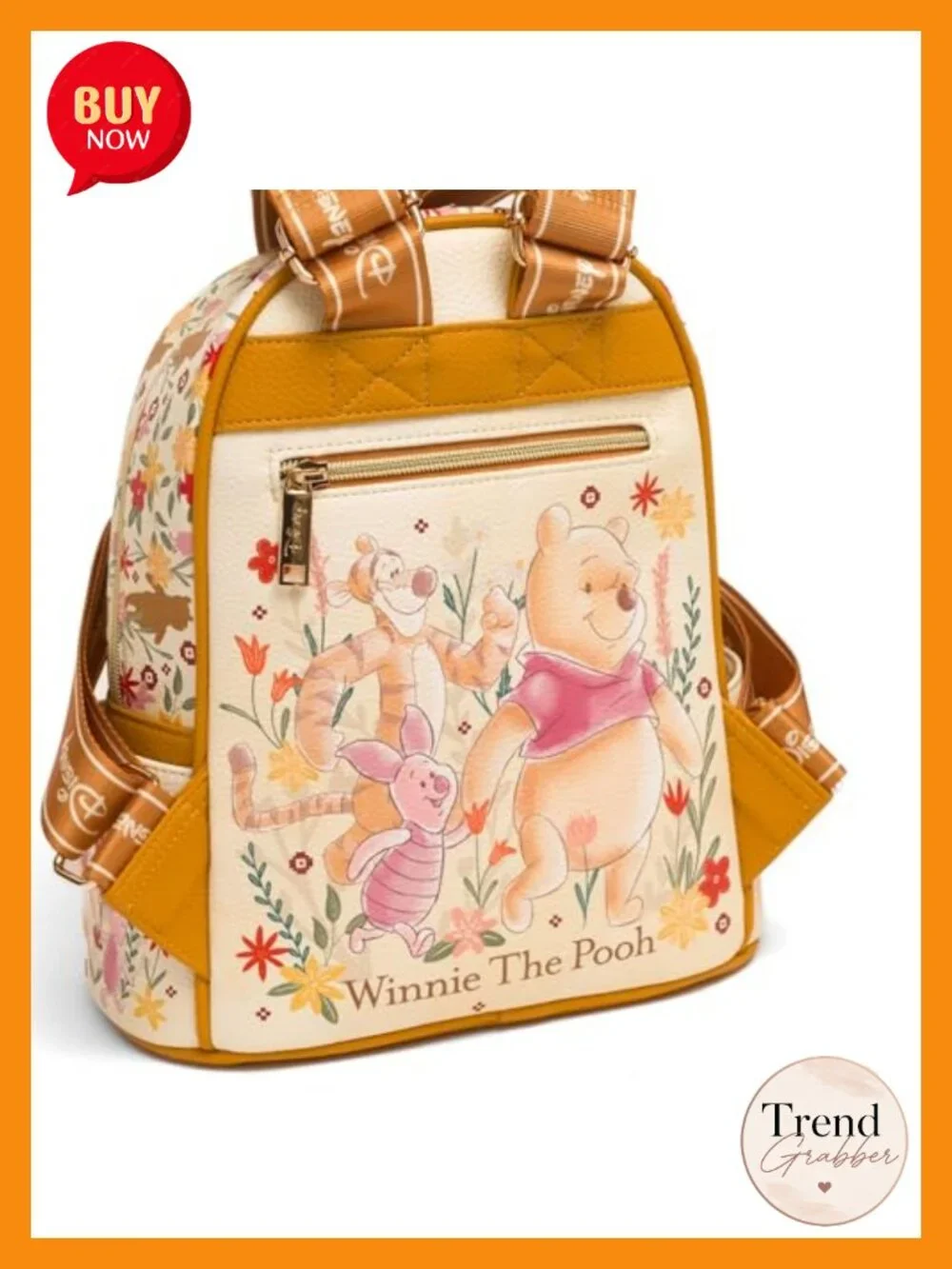 Winnie the Pooh Floral Mini Backpack Faux Leather Vegan